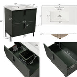 Bathroom Vanity With Ceramic Sink, Fluted Design