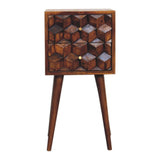 Mini Cube 2 Drawer Nightstand - Chestnut