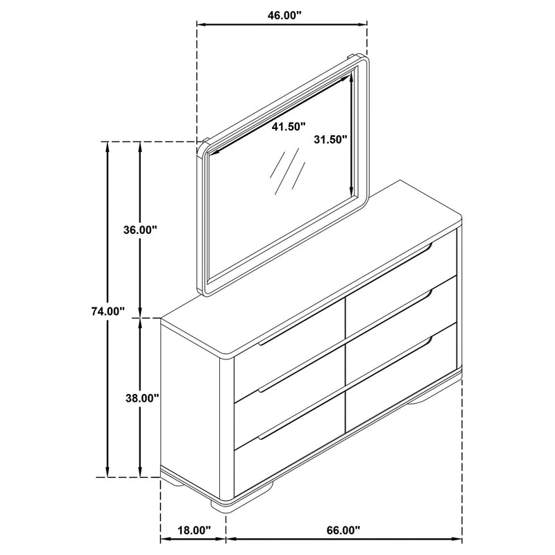 Mirador - 6 Drawer Dresser And Mirror Set - Light Oak