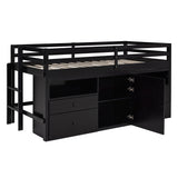 Loft Bed With 4 Drawers, Underneath Cabinet And Shelves