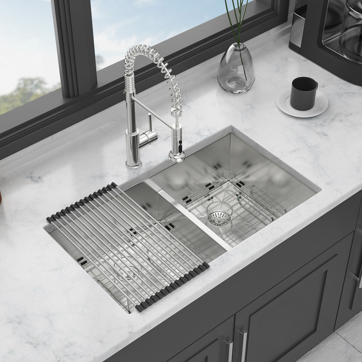 Modern Double Bowl Undermount Sink Design With 10" Deep Basins