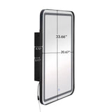 Rectangle Medicine Cabinet Mirror Bathroom Mirror With Storage Wall Mounted Medicine Mirror Cabinet With LED - Black