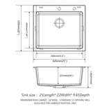 Quartz Kitchen Sink, Granite Composite, Drop In Sink With Durable Design