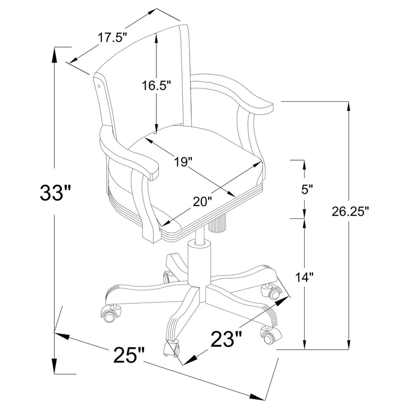 Upholstered Game Chair & Casters - Brown