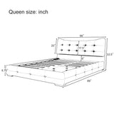 Queen Bed Modern Upholstered With Ergonomic Wingback Headboard, No Box Spring Needed - Black