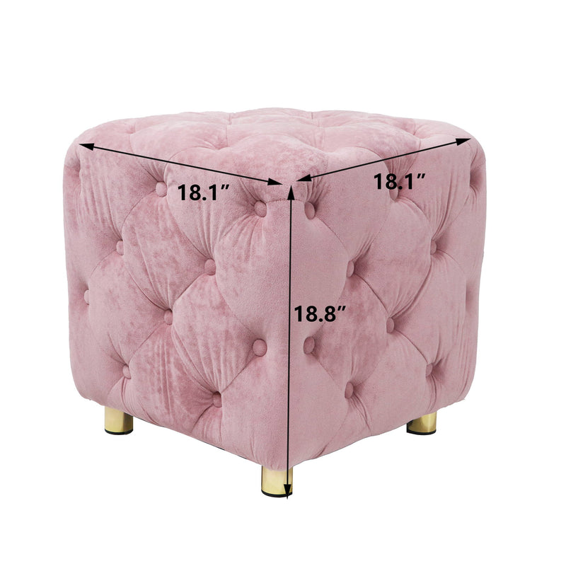 Modern Upholstered Ottoman, Exquisite Small End Table, Soft Foot Stool, Dressing Makeup Chair, Comfortable Seat For Living Room, Bedroom, Entrance