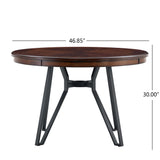 Mid Century Modern Round Dining Table With Metal Legs And Open Shelf
