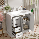 Bathroom Vanity With Sink, Soft Close Doors, Adjustable Shelf & 3 Drawers