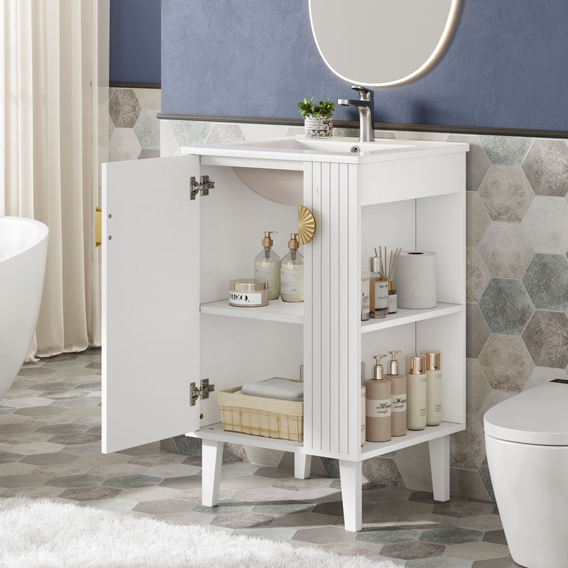 Bathroom Vanity With Sink, Soft-Close Door, Half-Moon Pulls