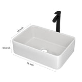 Above Porcelain Vessel Vanity Sink And Faucet Combo, 19" X 15" - White