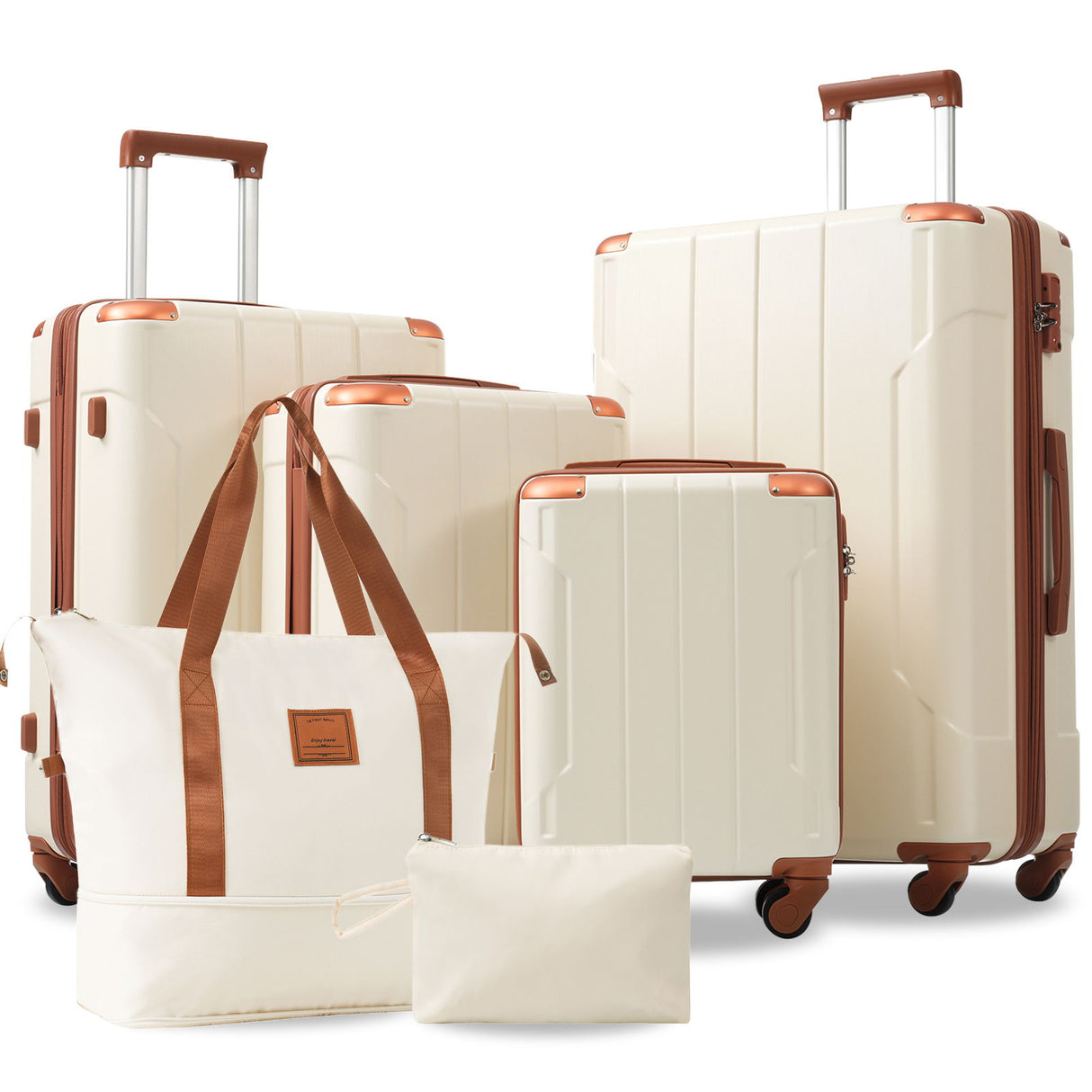 Hardshell Luggage 6 Piece Suitcase Set, Expandable Lightweight Suitcases With Wheels, Tsa Lock