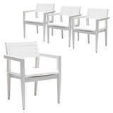 Outdoor Patio Aluminum Stationary Dining Chairs With Outdoor-Grade Sunbrella Fabric Cushions, Tapered Feet (Set of 4)
