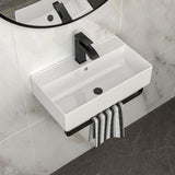 Wall Mounted Rectangular Bathroom Sink With Towel Bar