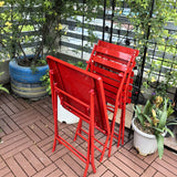 3 Piece Patio Bistro Set Of Foldable Square Table And Chairs