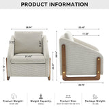 Modern Chenille Upholstered Armchair With Wooden Side Frame