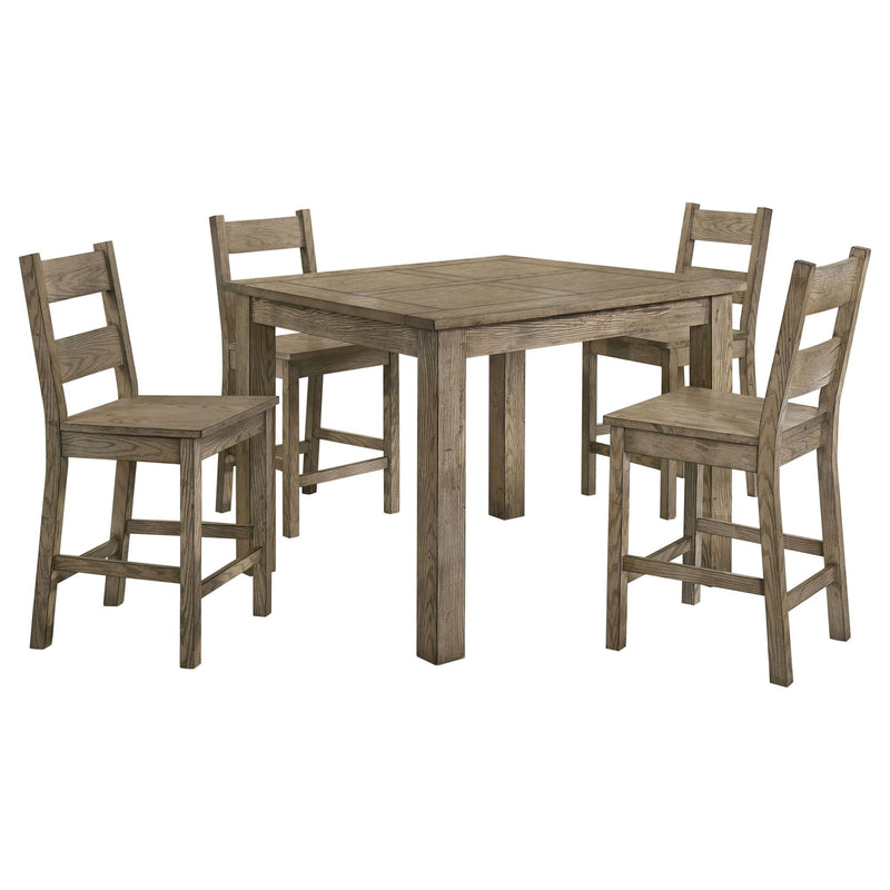 Cressley - 5 Piece Counter Height Dining Set With Ladder Back Chairs - Light Oak