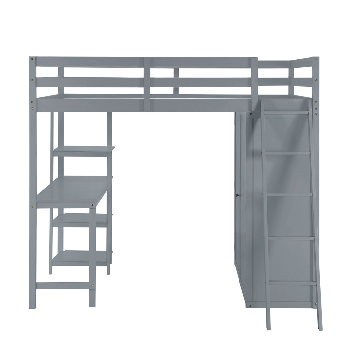 Loft Bed With Wardrobe And Desk And Shelves