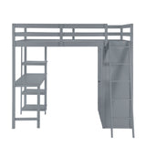 Loft Bed With Wardrobe And Desk And Shelves