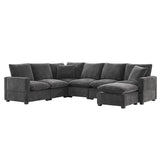 Modern U-Shape Modular Sofa, 7 Seat Chenille Sectional Couch Set With 2 Pillows Included, Freely Combinable Indoor Funiture For Living Room, Apartment, Office