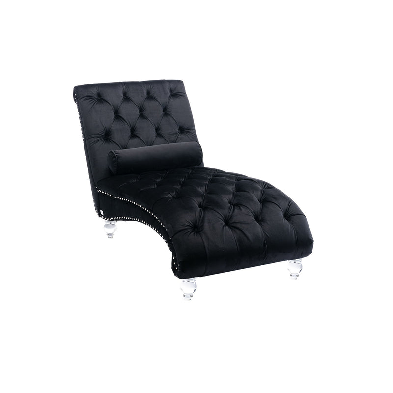 Chaise Lounge Indoor, Button Tufted Upholstered Chaise Lounge Chair With Pillow