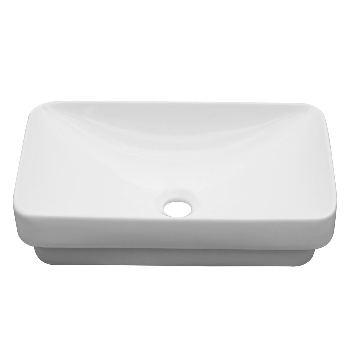 Semi Recessed Bathroom Sink With Countertop Vessel Design, 19" X 12" - White