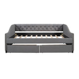 Upholstered Daybed With Two Drawers, Wood Slat Support