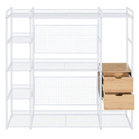Open Style Wardrobe With Hanging Rails, Shelves And Drawers