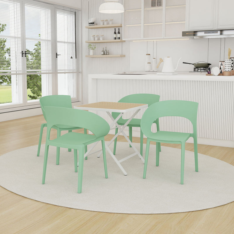 4 Piece Set Of Modern Designed Single Chairs With Folding Square Table