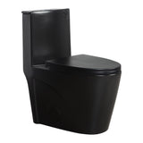 1.1 / 1.60 Gpf Dual Flush 1 Piece Toilet, Water Saving Elongated Comfort Height Floor Mounted, Soft Close Seat, 1000 Gram Map Flushing Score Toilet - Matte Black