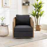 Barrel, Comfy Round Accent Sofa Chair With 360 Degree Swivel, Leisure Arm