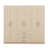 6 Doors Wardrobe Storage For Bedroom, With Big Drawers - Brown