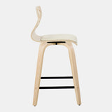 Folia - Contemporary Fixed Height Stool With Swivel With Square Footrest (Set of 2)