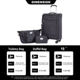 3 Piece Luggage Sets, Softshell Suitcase Spinner Wheels