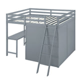 Loft Bed With Wardrobe And Desk And Shelves