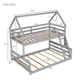 Twin Over Full House Bunk Bed With Built-In Ladder