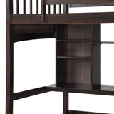 Loft Bed With Storage Shelves, Desk And Ladder