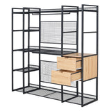 Open Style Wardrobe With Hanging Rails, Shelves And Drawers