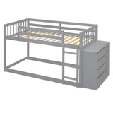 Twin Over Twin Classic Bunk Bed With 4 Drawers And 3 Shelves - Gray