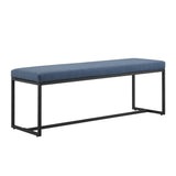 Modern Cushioned Upholstered Entry Bench With Base - Denim