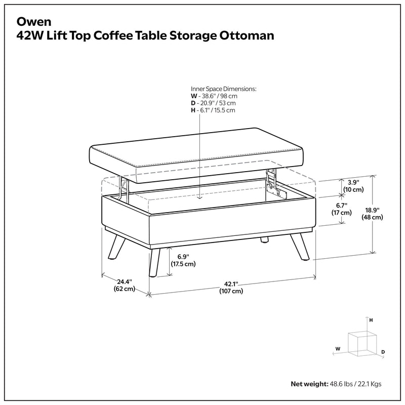 Owen - Multifunctional Square Coffee Table Storage Ottoman