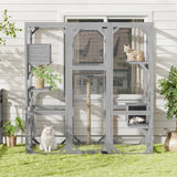 Outdoor Cat House, Diy Cat Enclosure Catio With Double Enter Doors