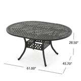 Outdoor Expandable Aluminum Dining Table With Latticework Details And Curvy Legs