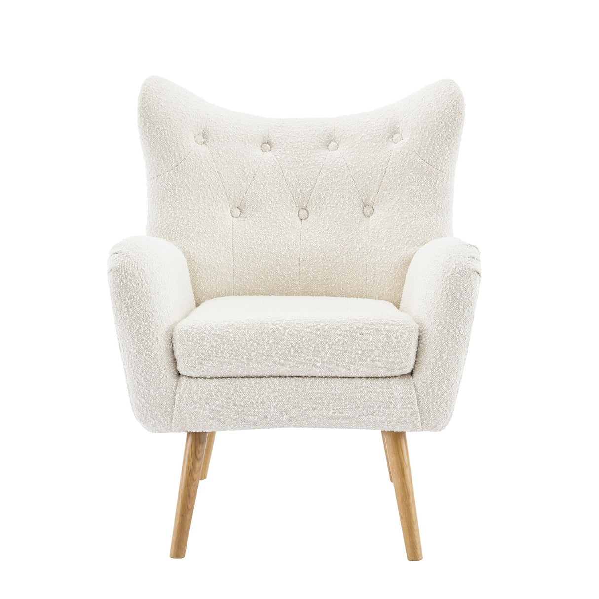 Mid - Century Modern Arm Chair With Wingback Design Wood Legs