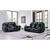 Clark - Blanche / Velvet Power Reclining Sofa With LED - Black