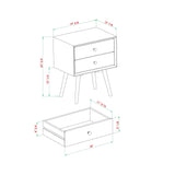 Mid Century Modern Double Drawer Nightstand - Caramel
