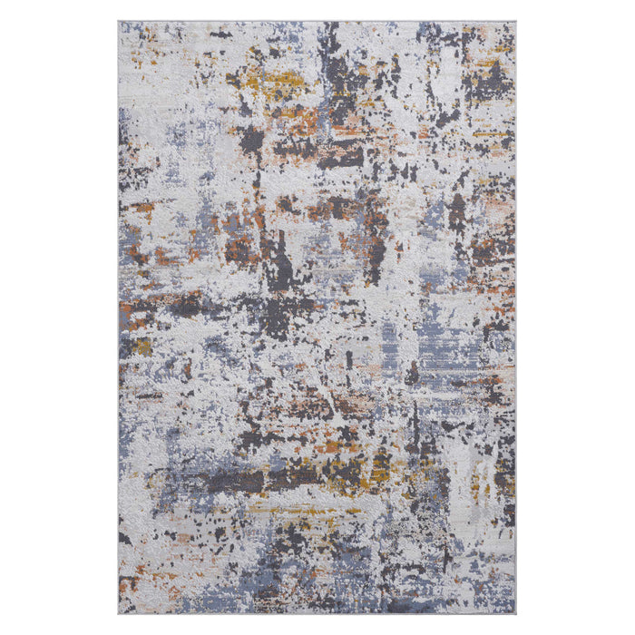 8X10 Ivory/Blue /Abstract Non-Shedding Living Room Bedroom Dining Home Office Stylish and Stain Resistant Area Rug