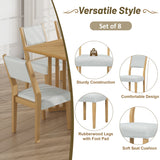 Topmax - 9 Piece Farmhouse Extendable Dining Table Set With 2 Removable Leaves And 8 Upholstered Dining Chairs