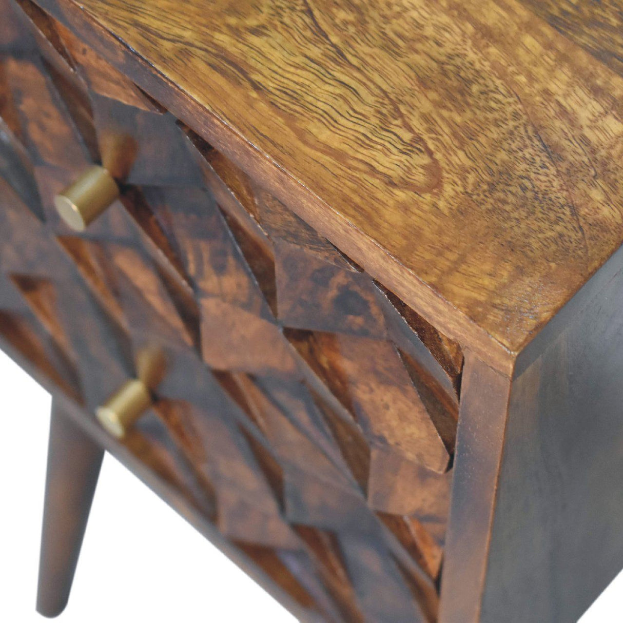 Mini Cube 2 Drawer Nightstand - Chestnut