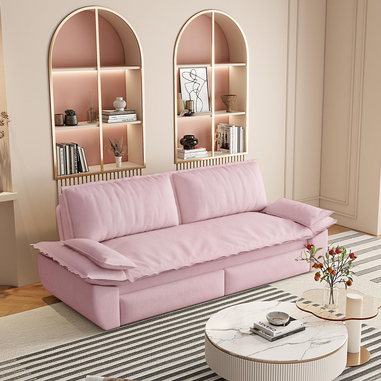 Pull Out Sleeper Sofa Bed, 3 In 1 Multi Functional