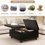 Large Square Storage Ottoman With 2 Storage Doors